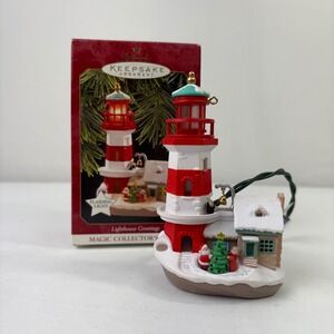 Hallmark Keepsake‎ Ornament Lighthouse Greetings #1 1997 Magic Flashing Light